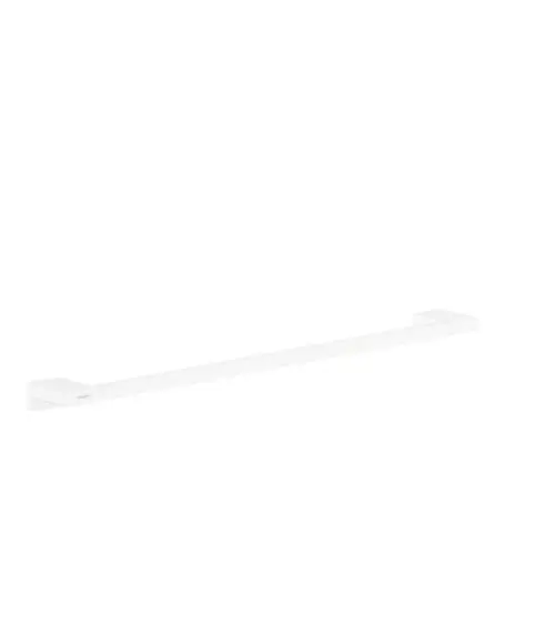 Weißer Handtuchhalter von Hansgrohe, mit klaren Linien und minimalistischer Formgebung. Die Montage erfolgt an zwei Wandhalterungen.